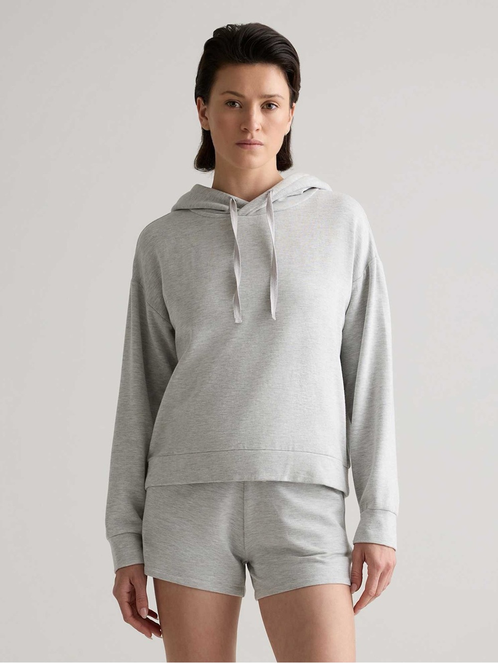Quince Supersoft Pullover Hoodie Heather Grey M